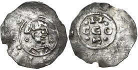 NAMUR, Comté, Albert III (1063-1102), AR denier, Dinant. D/ [+ ALB]ERTVS B. à d. entre deux annelets. R/ [+ D]EONAN[T] Les lettres C-O/M-E-S disposées...