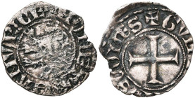 NAMUR, Comté, Guillaume Ier (1337-1391), AR tiers de gros, vers 1340, Namur. D/ + MONETA NAMVRCE' Lion couronné à g., péri en bande. R/ + GVILLELMVS...
