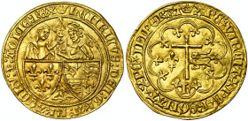 FRANCE, Royaume, Henri VI d'Angleterre (1422-1453), AV salut d'or, 2e émission (septembre 1423), Paris (couronnelles initiales). D/ L'archange Gabriel...