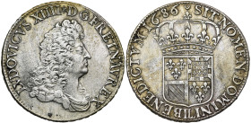FRANCE, Royaume, Louis XIV (1643-1715), AR écu de Flandre, 1686 LL, Lille. Dit "carambole". Deuxième buste. Différent: croissant. D/ B. dr. à d., coif...