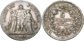 FRANCE, Consulat (1799-1804), AR 5 francs, an 10 A, Paris. Union et Force. Gad. 563a.

Très Beau à Superbe