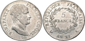 FRANCE, Consulat (1799-1804), AR 5 francs, an XI A, Paris. Bonaparte Premier Consul. Gad. 577. Nettoyé.

Très Beau