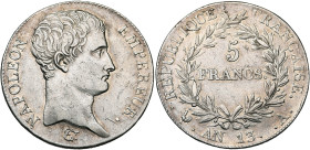 FRANCE, Napoléon Ier (1804-1814), AR 5 francs, an 13 A, Paris. Gad. 580. Nettoyé.

Très Beau