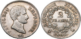 FRANCE, Napoléon Ier (1804-1814), AR 2 francs, 1806 L, Bayonne. Gad. 496.

Très Beau