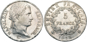 FRANCE, Napoléon Ier (1804-1814), AR 5 francs, 1813 D, Lyon. Gad. 584. Nettoyé.

Très Beau