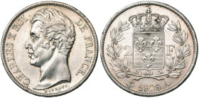 FRANCE, Charles X (1824-1830), AR 2 francs, 1828 A, Paris. Gad. 516. Nettoyé.

Très Beau