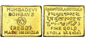 INDIA, AV 1 tola, n.d. Mumbadevi Bombay. Bruce -; Fr. -. 11,66 g. Small scratches. Fine gold.

about Extremely Fine