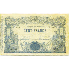 FRANCE, Banque de France, 100 francs, 7.9.1876. Bleu à indices noirs. Pick 52b. Très rare. Trous d'épingles. Taches et traces de plis. Une petite déch...