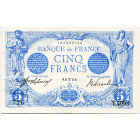 FRANCE, Banque de France, 5 francs, 31.03.1915. Type 1905 Bleu. Pick 70. Petit trou et légère trace de pli.

Superbe