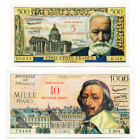 FRANCE, lot de 2 billets: 5 et 10 nouveaux francs, type surchargé, s.d. Pick 137, 138. Trous d'épingle.

Superbe