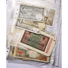 FRANCE, lot de 30 billets, dont: 1000 francs 1927, 100 francs 1940, 500 francs 1940 et 1942 (3), 5 nouveaux francs 1959 (surchargé, plié); Guadeloupe,...