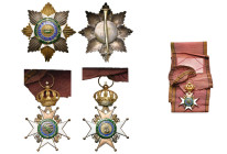 ALLEMAGNE, SAXE-COBOURG-GOTHA, Ordre de la Branche ernestine de Saxe, ensemble de grand-croix, 1er modèle civil (1833-1864): croix en or (58 mm, OEK 2...
