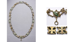 ALLEMAGNE, SAXE-COBOURG-GOTHA, Ordre de la Branche ernestine de Saxe, collier de grand-croix à titre militaire en bronze doré, créé en 1864 (OEK 2457)...