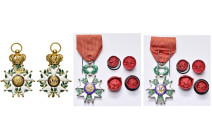 FRANCE, Ordre de la Légion d'Honneur, croix d’officier en or, modèle de la Monarchie de Juillet (1830-1848), avec anneau cannelé, de sérieux manque à ...