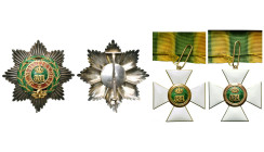 LUXEMBOURG, Ordre de la Couronne de chêne, ensemble de grand-croix: bijou en or (57 mm, avec agrafe), plaque en argent avec appliques en or (80 mm), é...