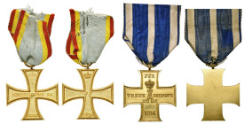 ALLEMAGNE, lot de 2 décorations: Schaumburg-Lippe, Kreuz für treue Dienste am Kämpferband 1914-1917 (métal doré, OEK 1256); Mecklemburg-Schwerin, Mili...