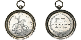 BELGIQUE, AR médaille, 1830. Premier prix de la Société "Trouw en Moed" de Bruxelles. D/ Saint Michel à cheval, terrassant le dragon de sa lance. R/ A...