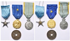 CONGO BELGE, lot de 3 décorations: étoile de service du type Etat indépendant, 1889-1908 (AR, 30 mm), médaille argentée commémorative de la campagne d...