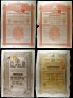 Russia, Imperial Government of Russia 1890, 1250 Gold Roubles, Consolidated 4% Railroad bonds (2), red , Fine to Good Fine with some coupons (detached...