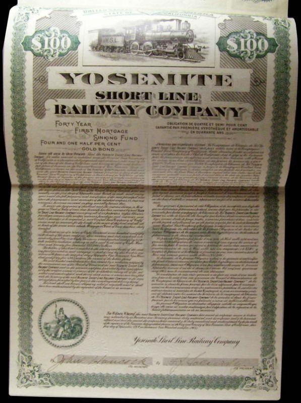 USA, of Historical Railway interest - Yosemite Short line Railway Company 40 Yea...
