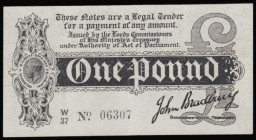 One Pound Bradbury black on white issued 1914 Duggleby T3.2 series W/37 06307, GVF one tiny pinhole bottom left corner
Estimate: GBP 400 - 800