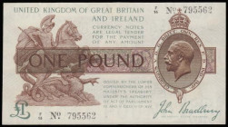 One Pound Bradbury T16 issued 1917 series F/14 795562, (Pick351), EF
Estimate: GBP 100 - 150