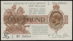 One Pound Warren Fisher T24 issued 1919 last prefix X/10 293594 GVF
Estimate: GBP 50 - 100