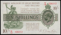 Ten Shillings Fisher T30 Second Issue Red Serial Number, No. omitted, issued 1922 serial number N/14 526112 EF
Estimate: GBP 150 - 300