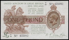 One Pound Warren Fisher T32 P1/69 425082 square dot type, issued 1923, Unc desirable thus
Estimate: GBP 150 - 300