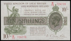 Ten Shillings Warren Fisher T33 issued 1927 W/75 726778, Northern Ireland in title, EF or near so one centre fold
Estimate: GBP 200 - 400