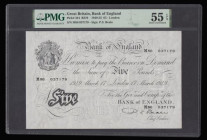 Five Pounds White Beale B270 London 17 March 1949 M86 037179 PMG 55 About Uncirculated EPQ Exceptional Paper Quality 
Estimate: GBP 150 - 250