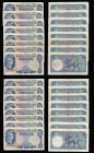 Five Pounds O'Brien B277 Helmeted Britannia at right, Lion and Key reverse issued 1957 (31) generally F-VF each with a number or annotation written on...
