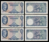 Five Pounds O'Brien B277 Helmeted Britannia at right, Lion and Key reverse issued 1957 (5) generally VF or better
Estimate: GBP 50 - 100