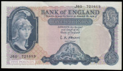 Five Pounds O'Brien B280 Helmeted Britannia at right, Lion & Key reverse issued 1961, J60 721619 EF-AU
Estimate: GBP 30 - 50
