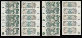One Pound Britannia in Medallion O'Brien prefix J05, 67S, B04N, and M17 replacement B285 the 67S VF others AU-Unc. Hollom prefixes D36N, M73 replaceme...