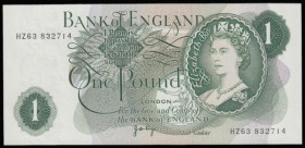 One Pound Page B322 HZ63 832714 Last series. Traced to HZ63. Rare UNC.
Estimate: GBP 160 - 260