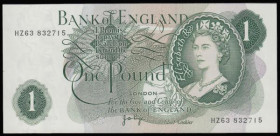 One Pound Page B322 HZ63 832715 Last series. Traced to HZ63. Rare UNC.
Estimate: GBP 160 - 260