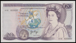Twenty Pounds Page B328 issued 1970 first series A16 825890 William Shakespeare on reverse, Pick380b UNC
Estimate: GBP 50 - 70