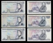 Five Pounds Wellington reverse (6) Page 1971 B332 C09 prefix EF and a little discoloured, B334 1973 prefix 58C GVF, B336 CX20 prefix AU. Somerset 1980...