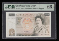 Fifty pounds Somerset B352 issued 1981 Christopher Wren on reverse, Pick381a, PMG 66 EPQ desirable thus
Estimate: GBP 150 - 200