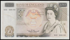 Fifty Pounds Somerset B352 issued 1981 series B42 695102, Christopher Wren on reverse, Pick381a, AU
Estimate: GBP 80 - 110