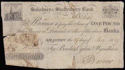 Salisbury & Shaftesbury Bank One Pound dated 1809 series C340 for Bowles, Ogden & Wyndham, Shaston issue (Outing 1885a), VG with taped repair to the l...