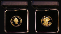 British Virgin Islands One Hundred Dollars 2000 Queen Mother Gold Proof, 6.22 grammes of 0.999 gold the reverse inset with an onyx gemstone FDC in the...