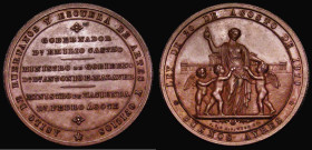 Argentina Medal 1870 Orphans Asylum and School of Arts and Trades, 25mm diameter in bronze by J.S and A.B. Wyon. S.C. (minted in England) Obverse: LEY...