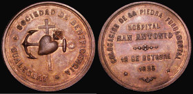Argentina Medal 1898 Charitable Society, Gualeguay, by Orzali, Laying of the Foundation Stone of San Antonio Hospital October 12 1898 38mm diameter in...