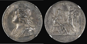 Coronation of George II 1727 34mm diameter in silver by J.Croker the official coronation issue Obverse Bust left Laureate, armoured and draped, GEORGI...