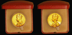 Coronation of George VI 1937 32mm diameter in gold by P. Metcalfe, The Official Royal Mint issue, Obverse: Bust left crowned and draped, GEORGE VI CRO...