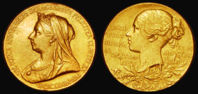 Diamond Jubilee of Queen Victoria 1897 (2) 25mm diameter in gold, The Official Royal Mint issue, by T.Brock, after W.Wyon, Eimer 1817b, BHM 3506, 12.8...