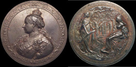 Epping Forest, Royal Visit and Dedication 1882, 77mm diameter in bronze by C.Wiener, Obverse: Bust of Queen Victoria, left, crowned, veiled and draped...