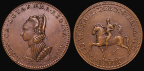 France - Queen Louise of Lorraine undated (1579) 43mm diameter in bronze by Claude de Henry, Obverse Bust left LODOICA . LOTAR&AElig;NA . REGINA . FRA...